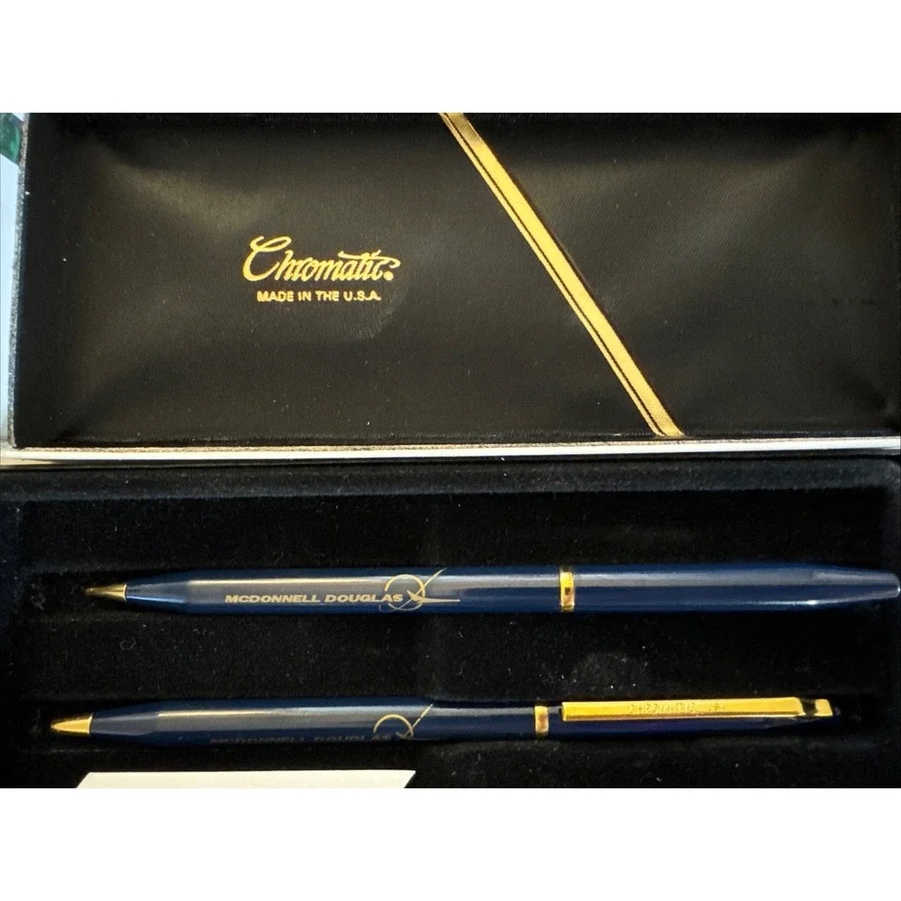 Vintage Chromatic USA Advertising Pen Pencil w/ Box Mc Donnell Douglas READ